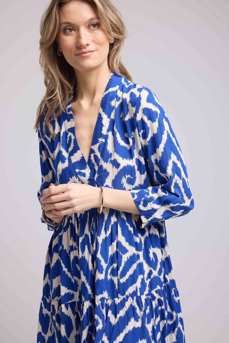 Vestido Corto Manga Larga - Azul
