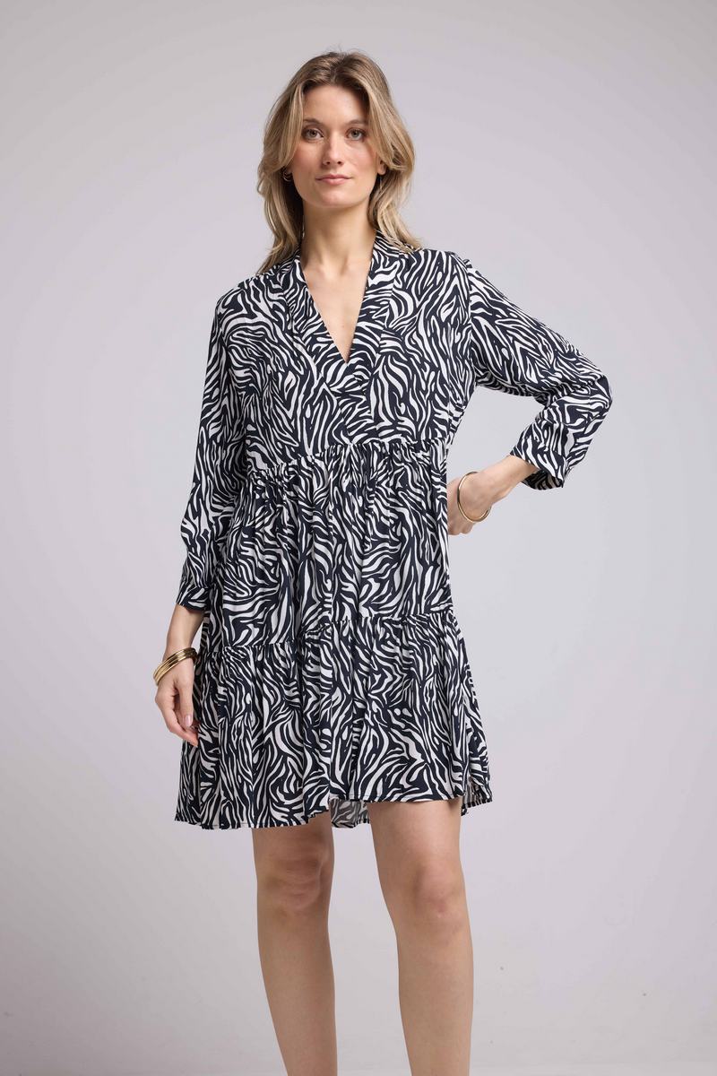 Vestido Corto Manga Larga - Negro
