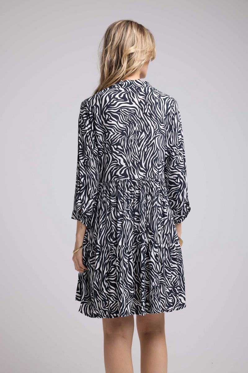 Vestido Corto Manga Larga - Negro