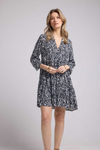Vestido Corto Manga Larga - Negro
