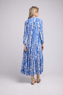 Long Sleeve Long Dress - Blue White
