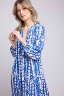 Long Sleeve Long Dress - Blue White