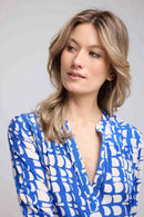 Long Sleeve Long Dress - Blue White