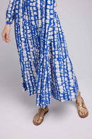Long Sleeve Long Dress - Blue White