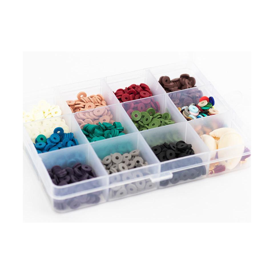Box of 11 Natural Colors of 6 Mm Heishi Beads + Accessories