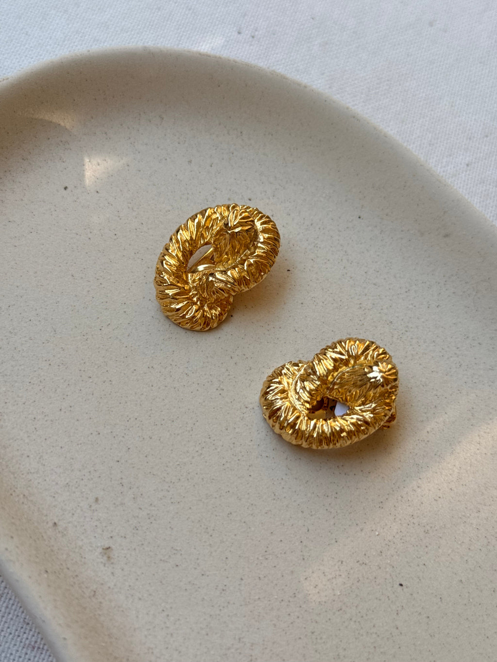 Vintage Earrings - Twisted Gold-Tone