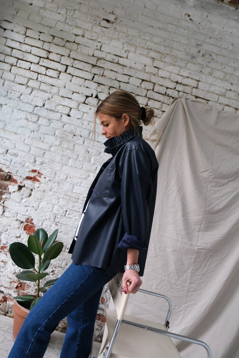 Surchemise Lou Similicuir Marine