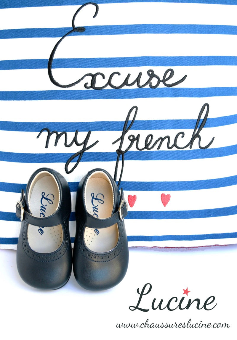Chaussures Babies Charles Ix Alice À Boucle - Cuir Marine - Fille