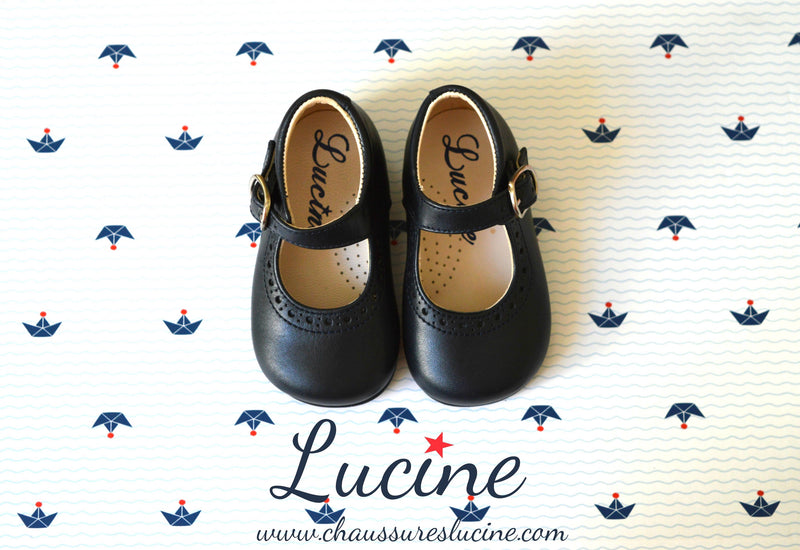 Chaussures Babies Charles Ix Alice À Boucle - Cuir Marine - Fille
