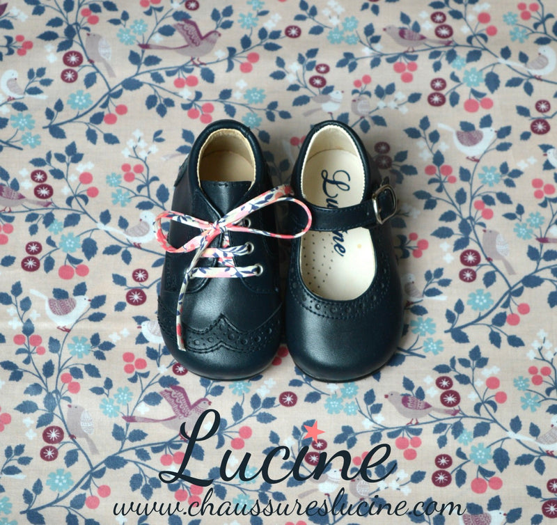 Chaussures Babies Charles Ix Alice À Boucle - Cuir Marine - Fille
