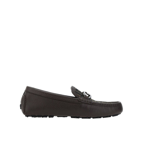 Mocassins Fendi Leather Monogram - Brown - Homme