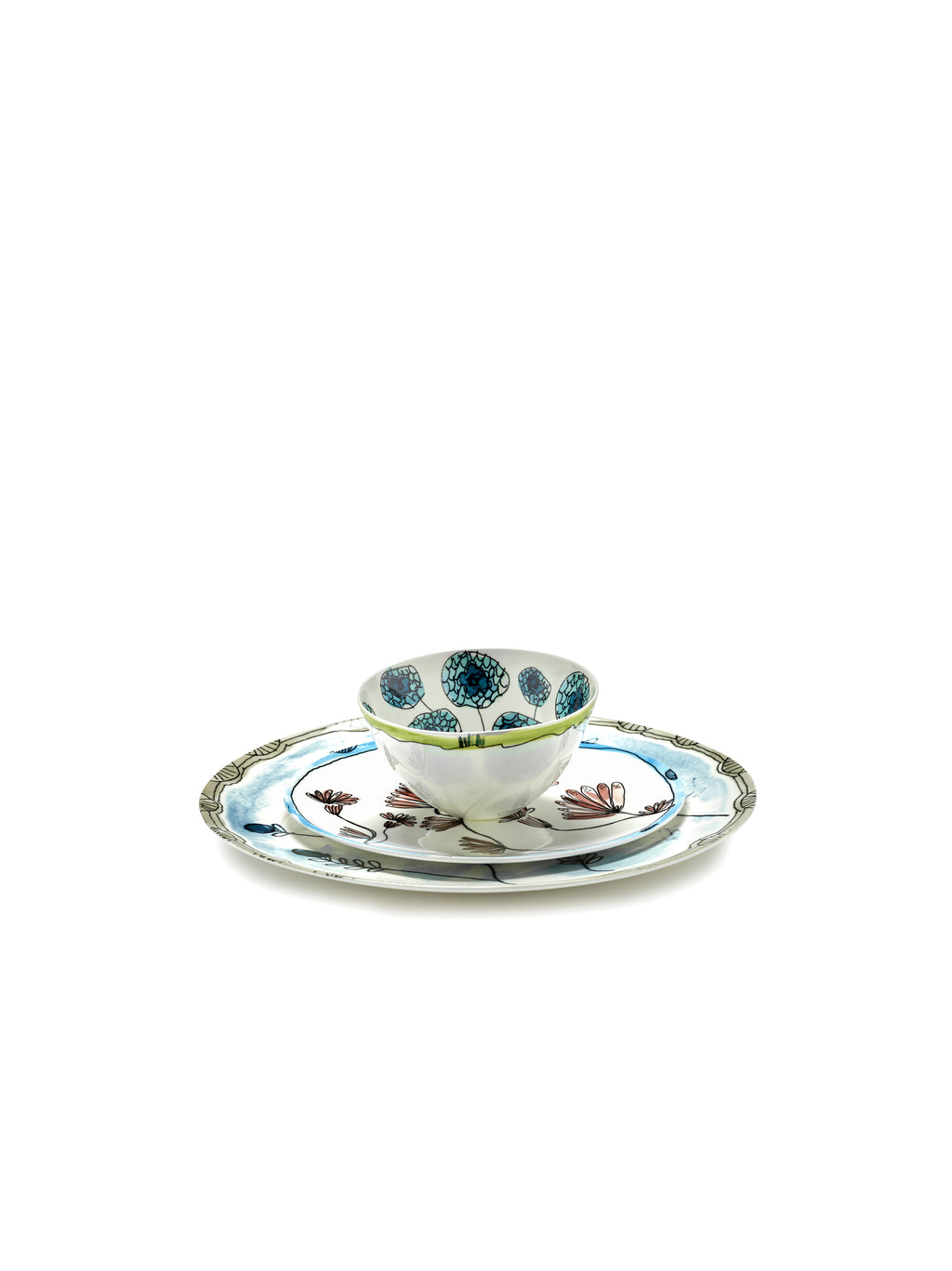 Midnight Flowers - Sæt Med 2 Tallerkener - S - Bone China-Porcelæn - Camelia Aubergine