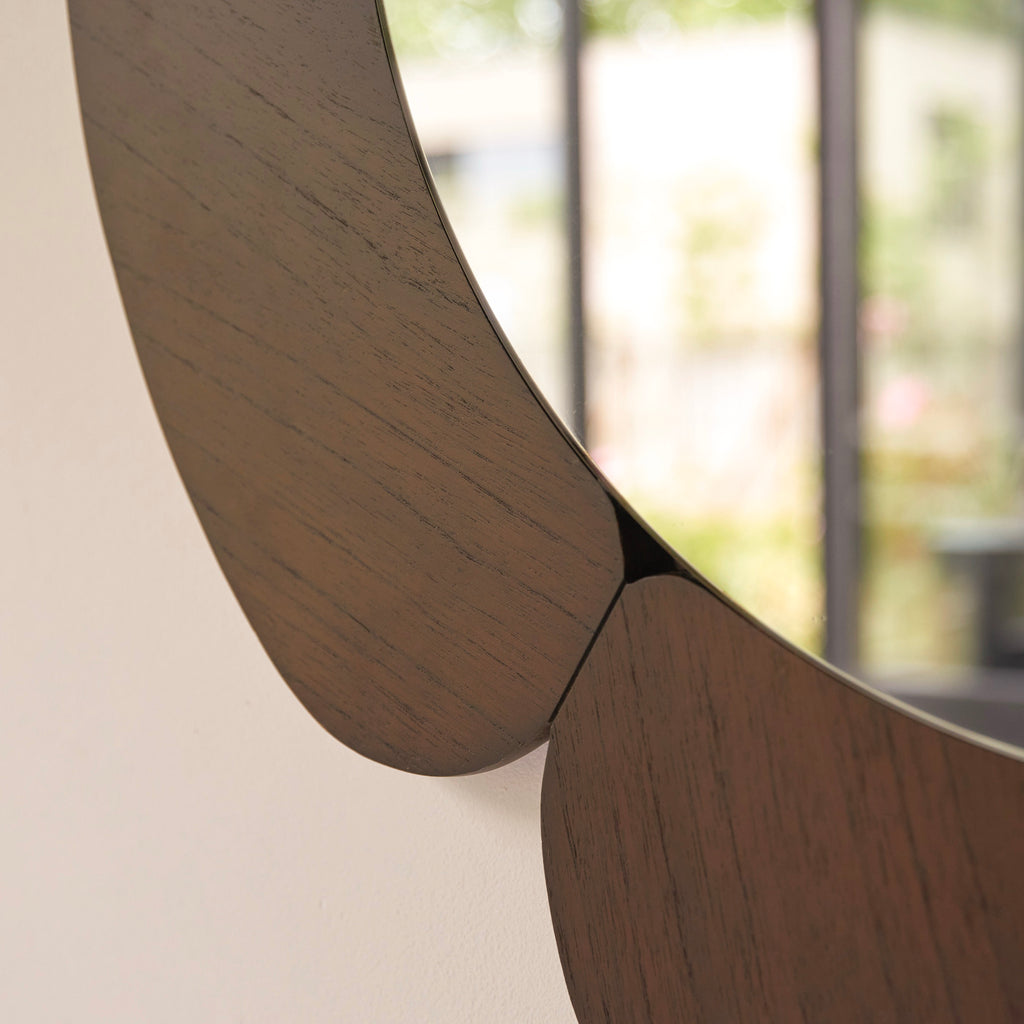 Sara - Miroir Rond - Mindi Foncé - Marron