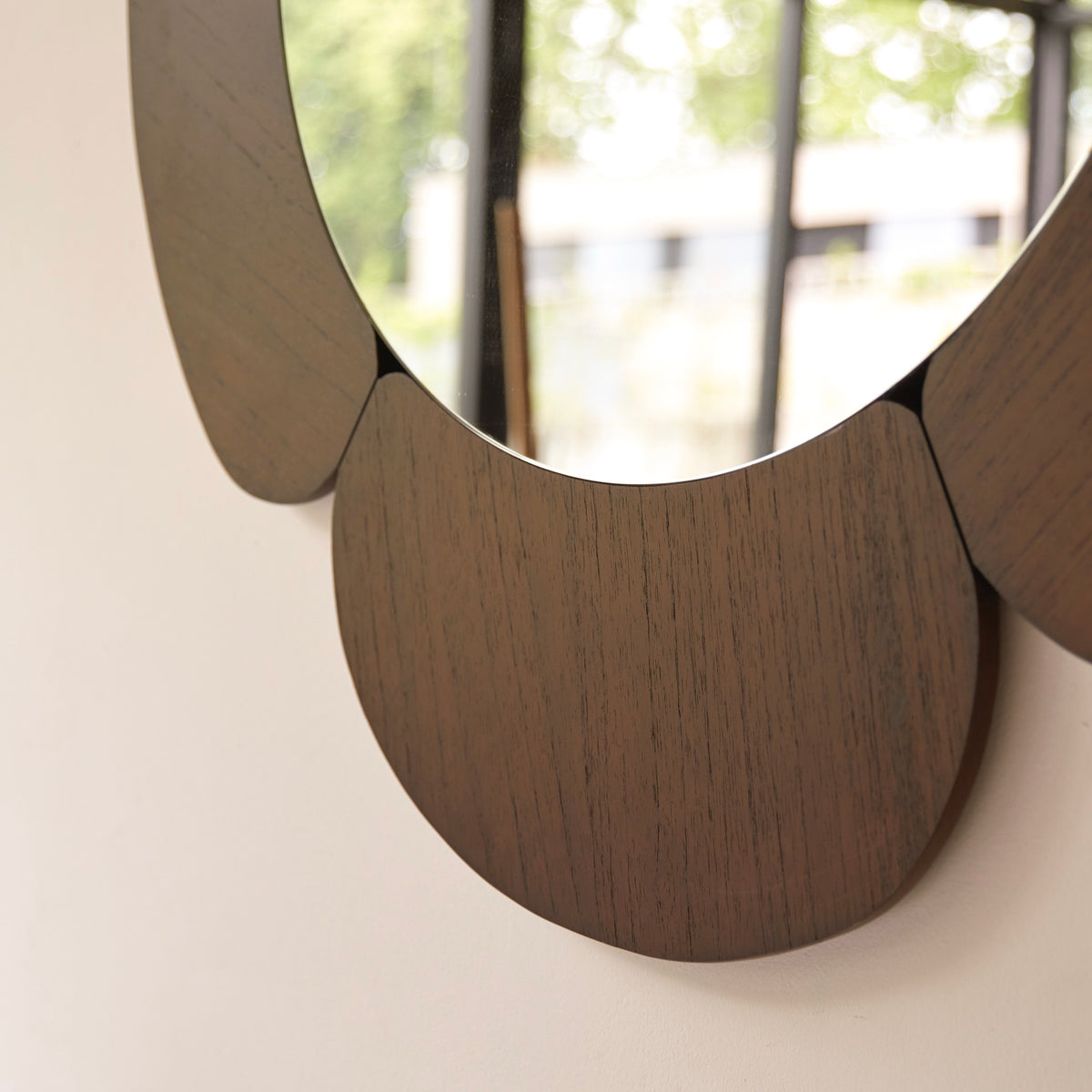 Sara - Miroir Rond - Mindi Foncé - Marron