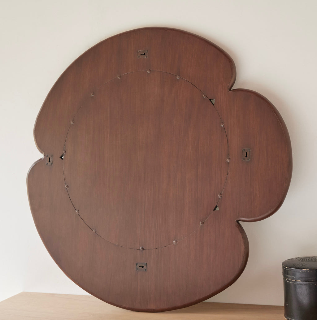 Sara - Miroir Rond - Mindi Foncé - Marron