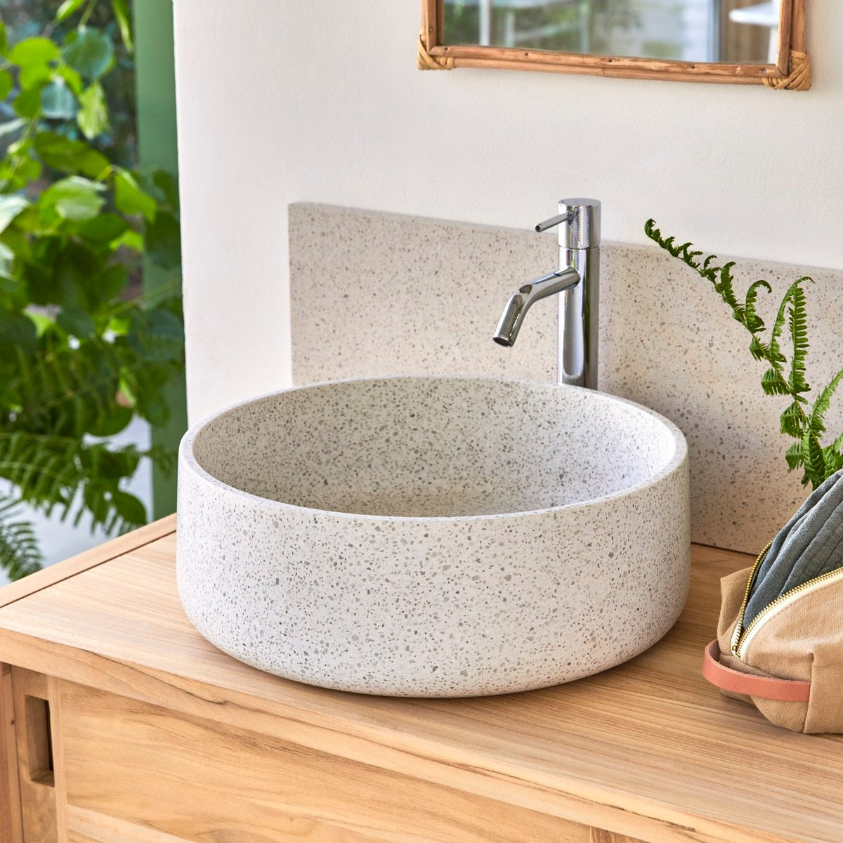 Milos - Vasque Ronde - Terrazzo Premium - Blanc