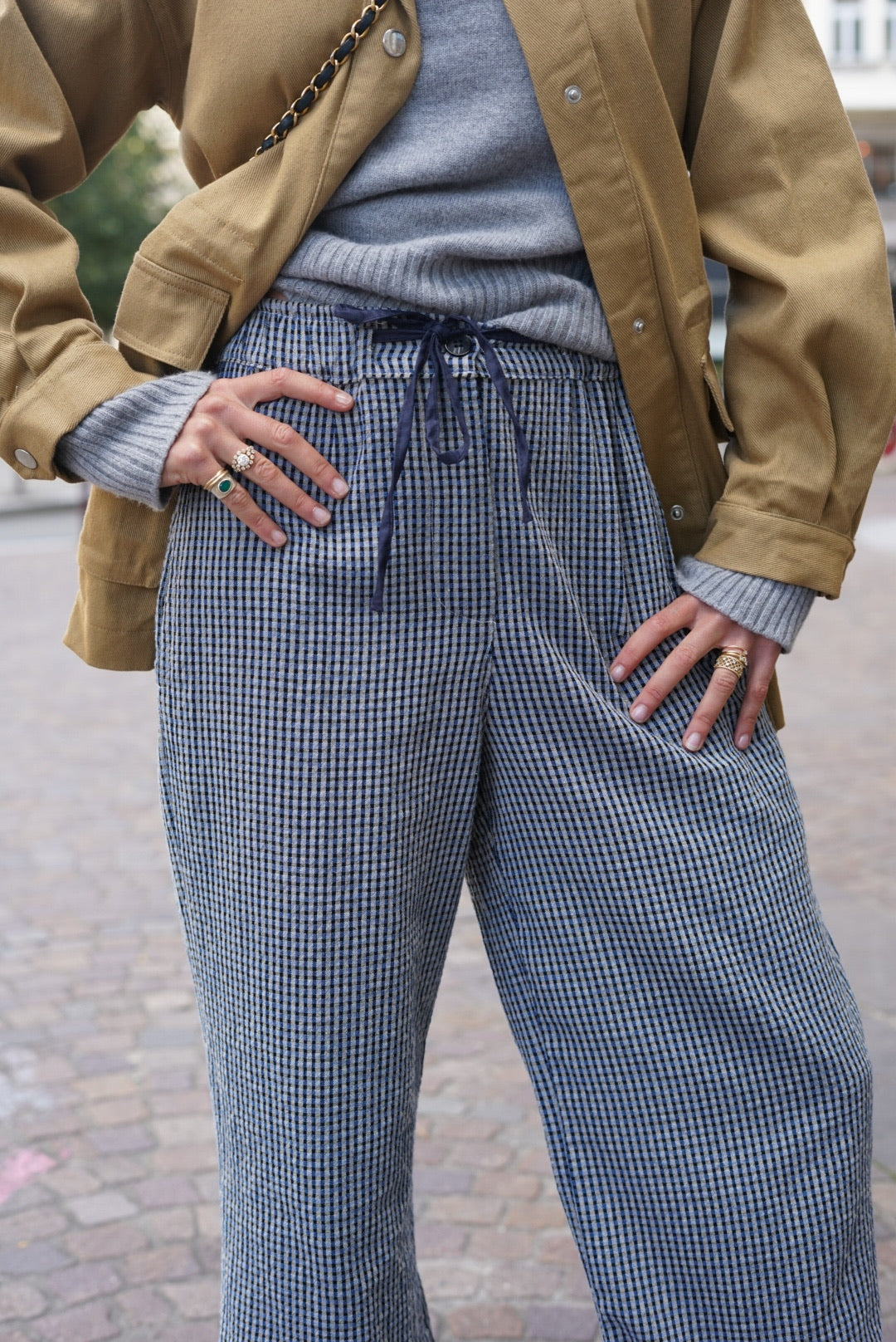 Nestor Gingham Trousers Blue