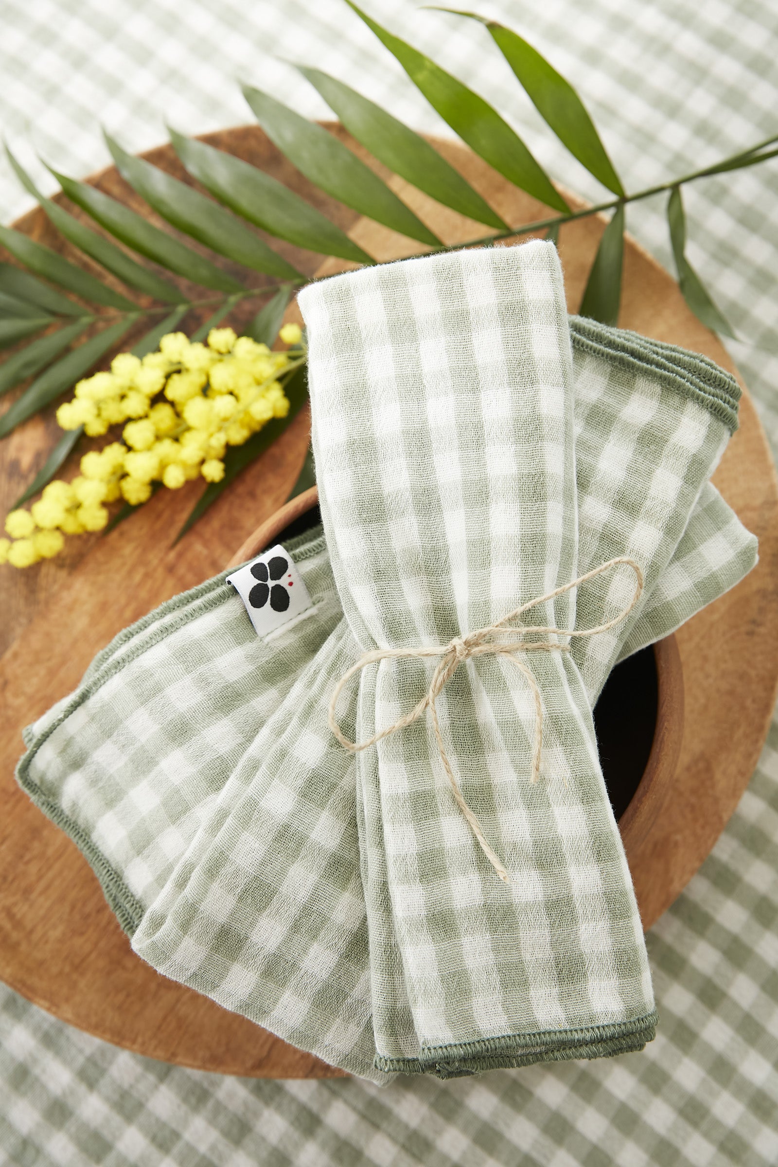 Vickie - Lot De 3 Serviettes - Gaze De Coton - Eucalyptus