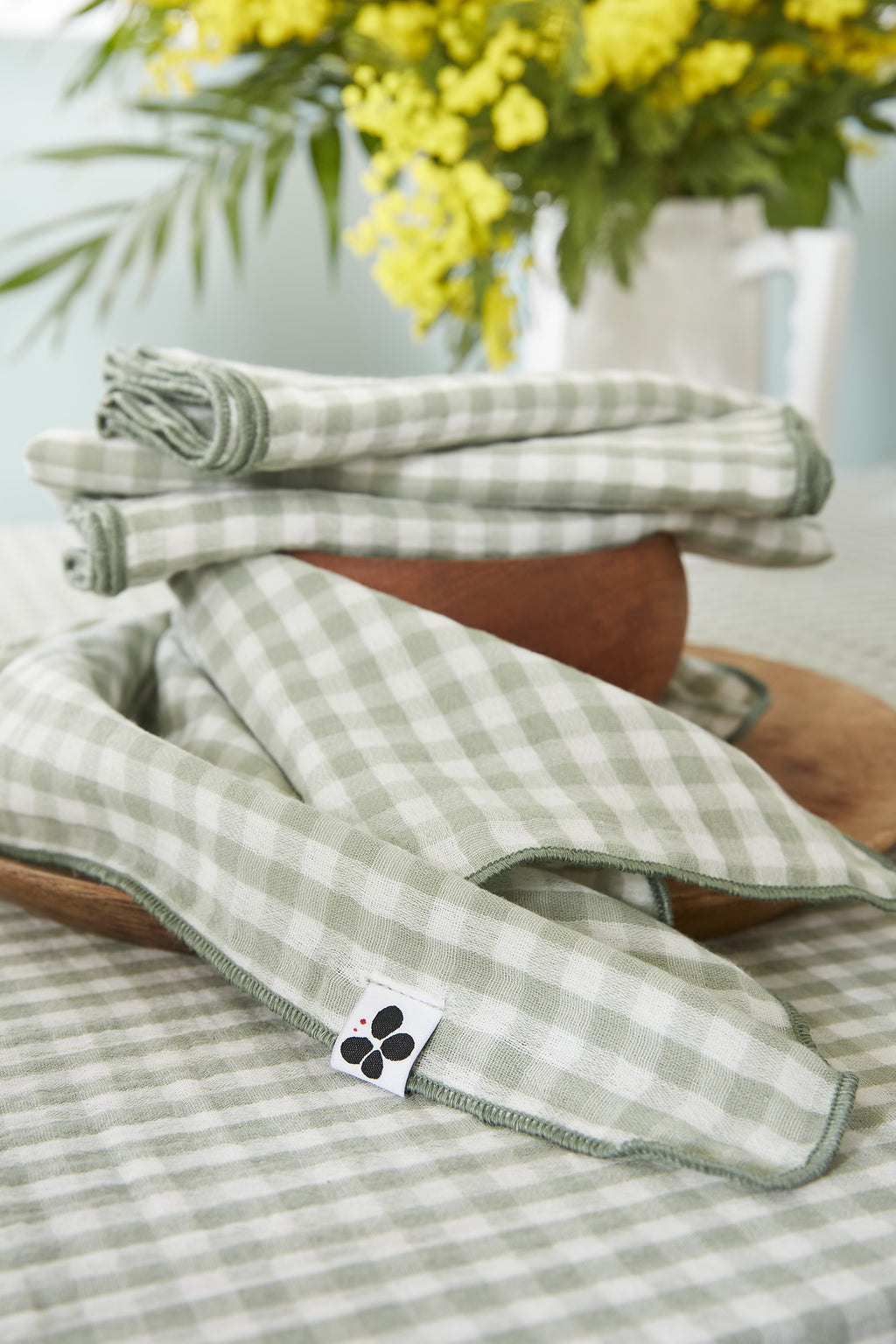 Vickie - Lot De 3 Serviettes - Gaze De Coton - Eucalyptus