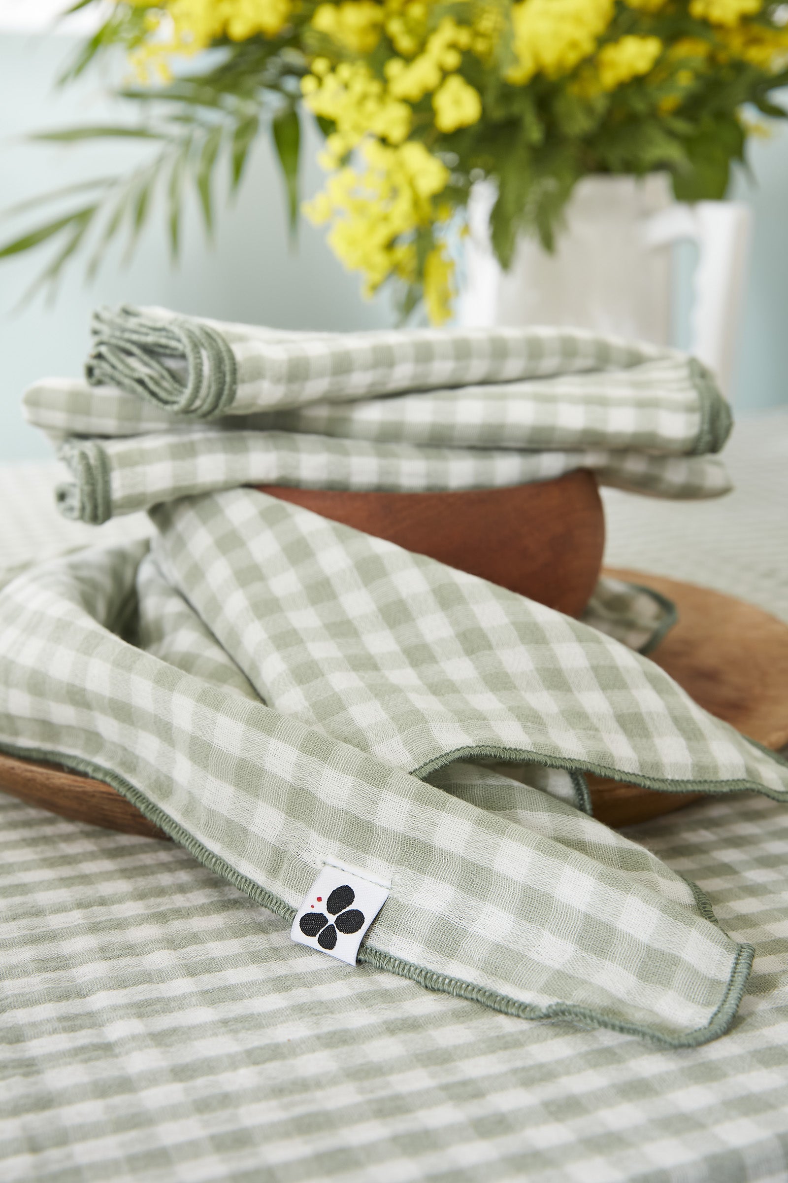 Vickie - Lot De 3 Serviettes - Gaze De Coton - Eucalyptus