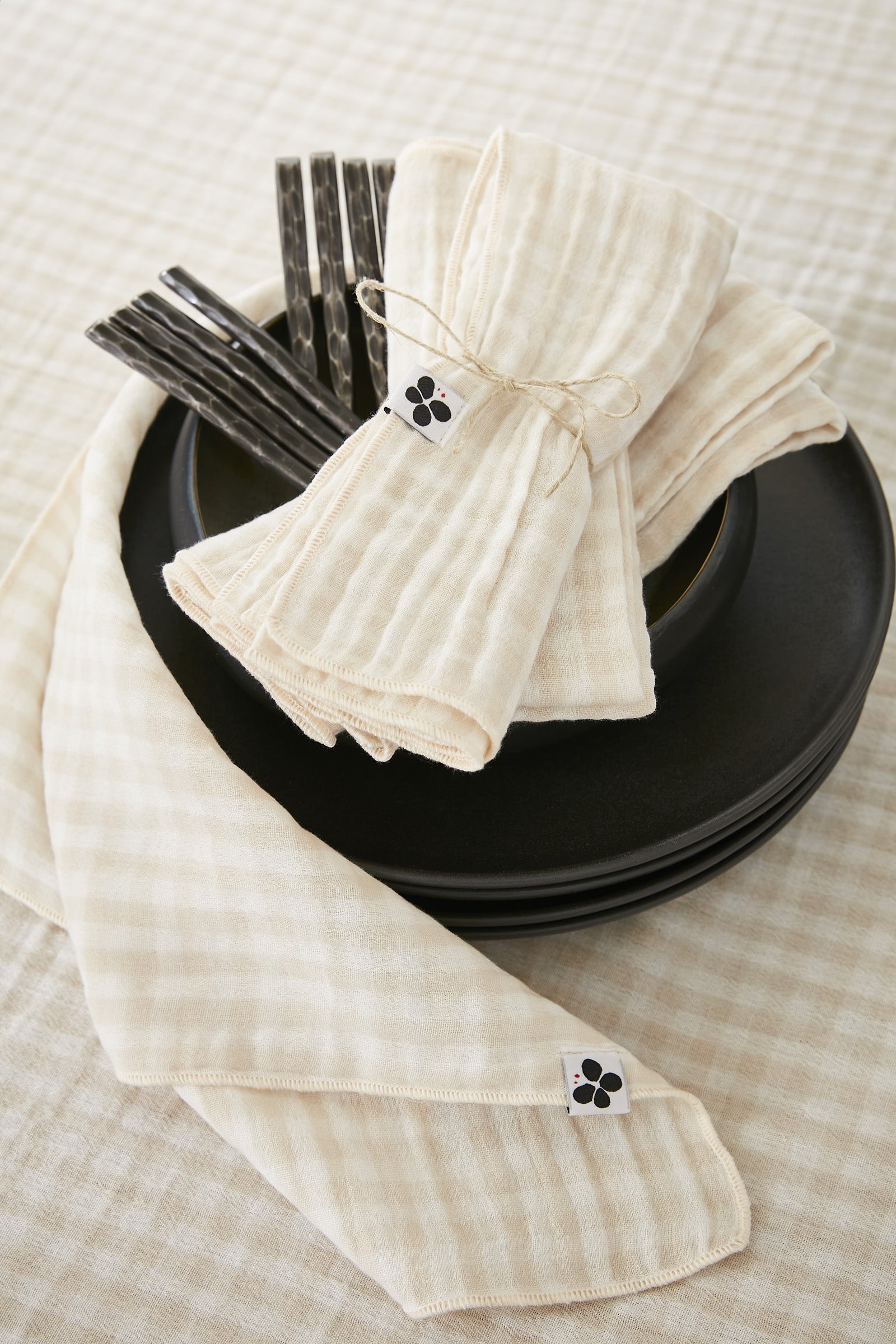 Vickie - Lot De 3 Serviettes - Gaze De Coton - Pampa