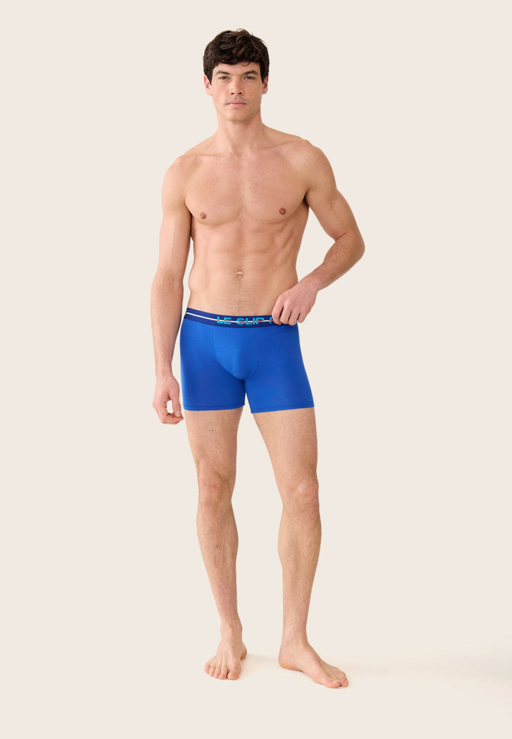 Boxer Redoutable Long En Coton - Bleu Nautique
