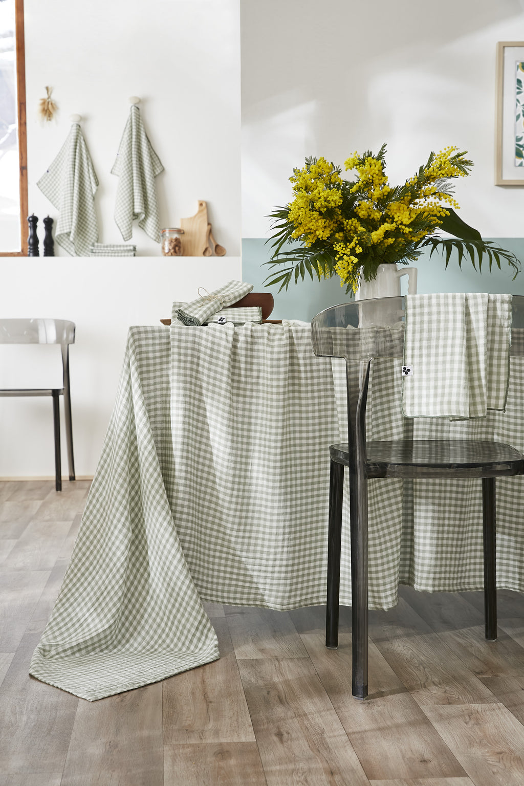 Vickie - Nappe Rectangle - Gaze De Coton - Eucalyptus