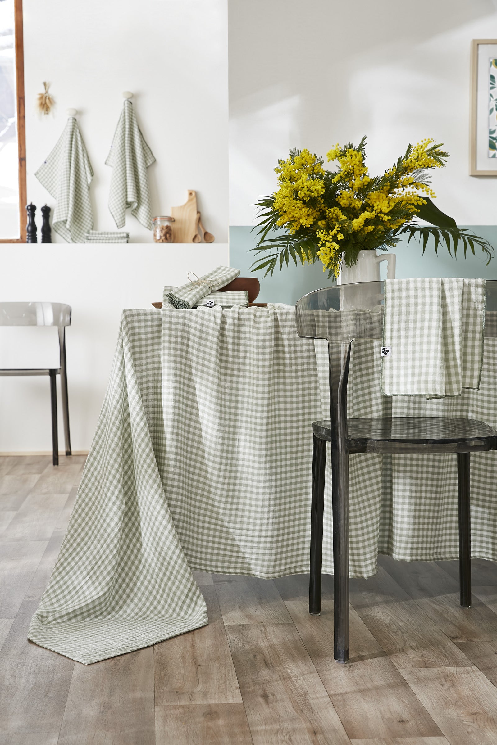 Vickie - Nappe Rectangle - Gaze De Coton - Eucalyptus