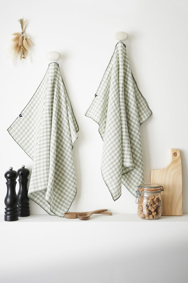 Vickie - Lot De 2 Essuie-Mains - Gaze De Coton - Eucalyptus