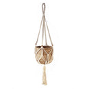 Panier Suspension Macramé Avec Porte Plantes En Algue Marine - Beige