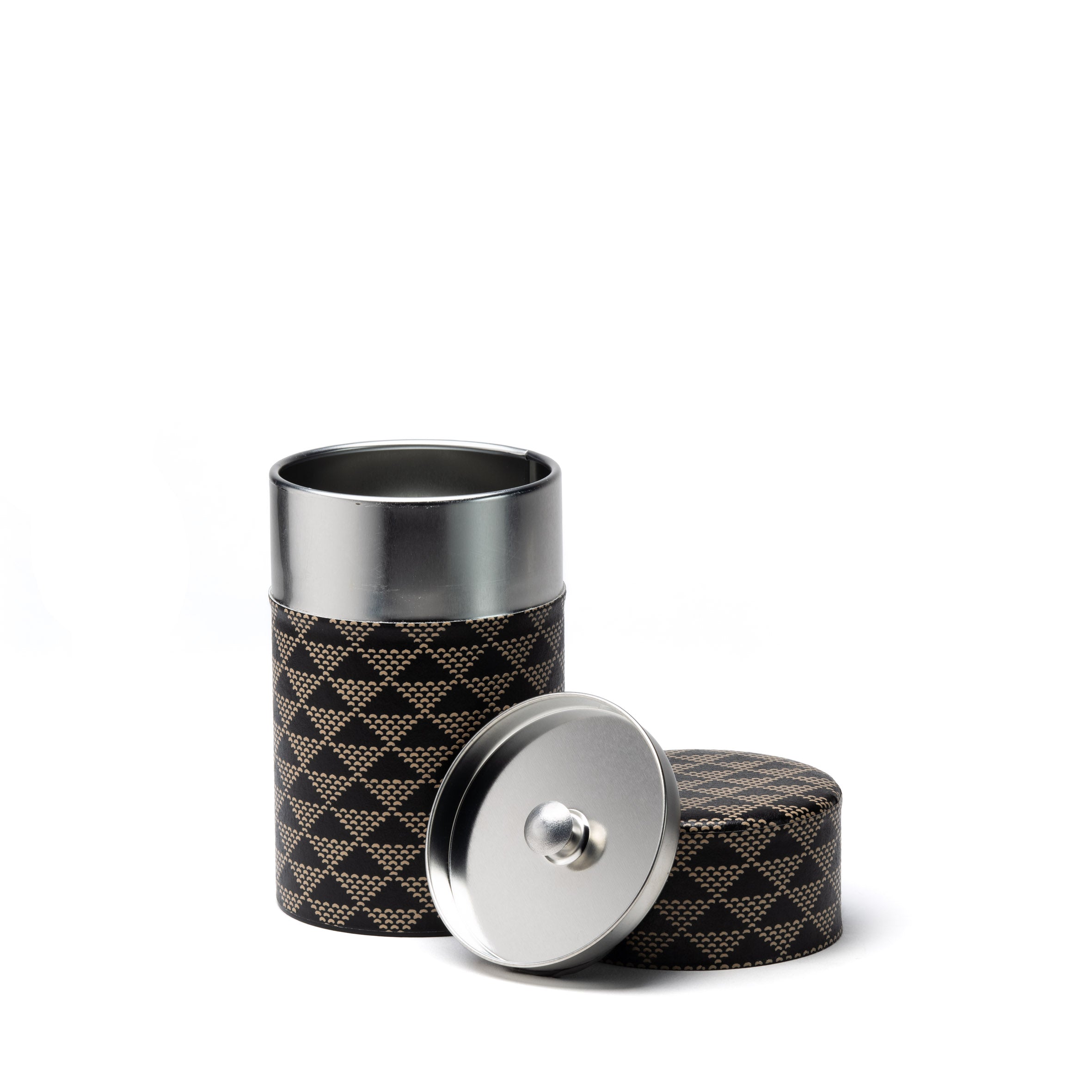 Black and Ivory Washi Shankakkei Tea Caddy - 100g