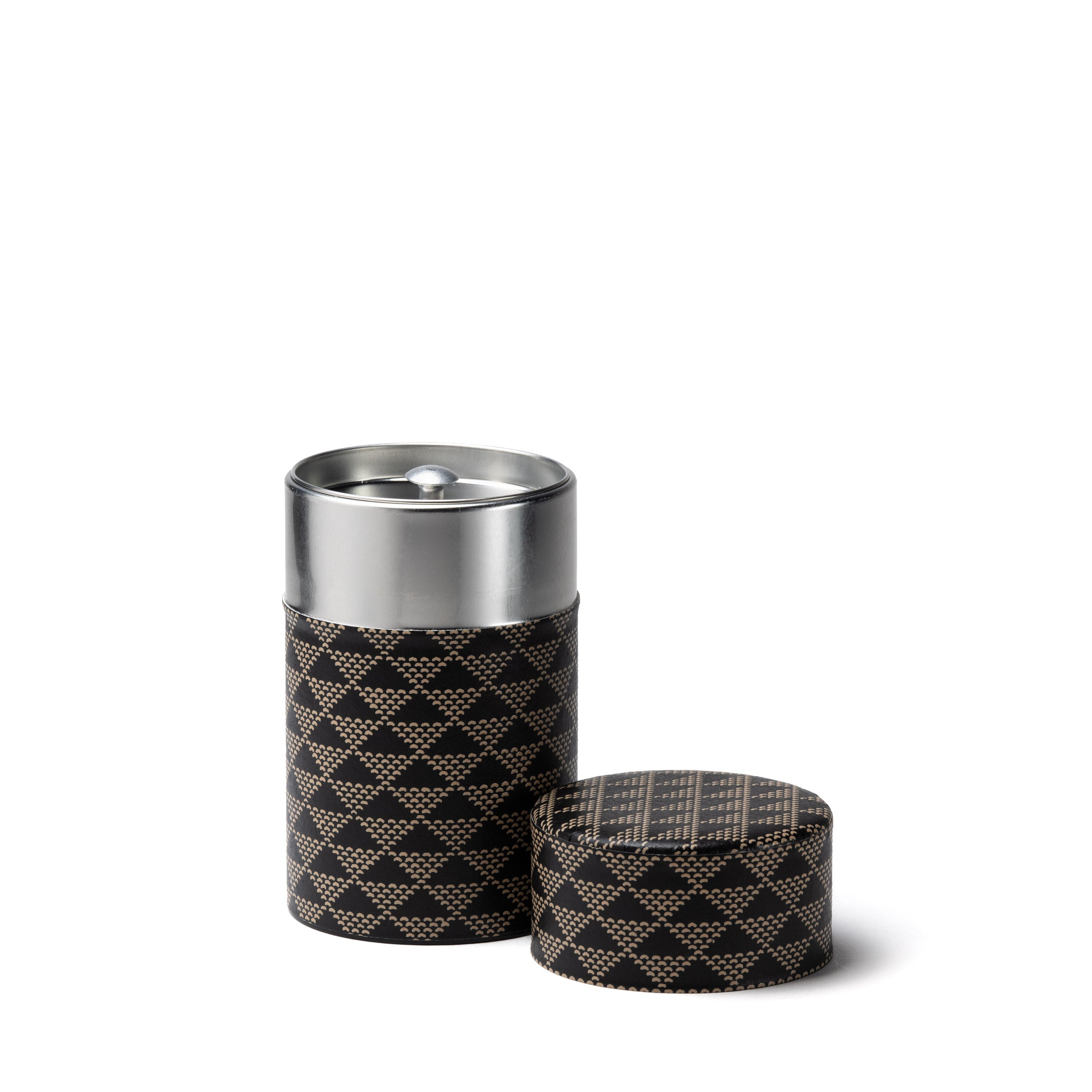 Black and Ivory Washi Shankakkei Tea Caddy - 100g