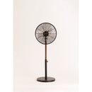 Air Stand Wood - Retro Style Oscillating Pedestal Fan 50W - Black &amp; Dark Wood