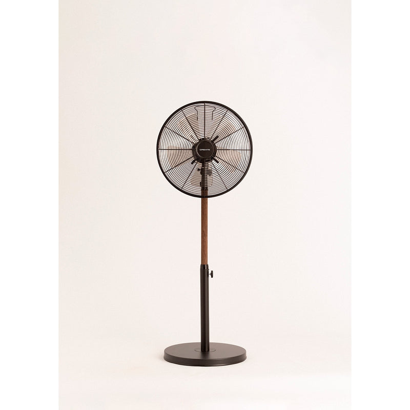 Air Stand Wood - Retro Style Oscillating Pedestal Fan 50W - Black &amp; Dark Wood