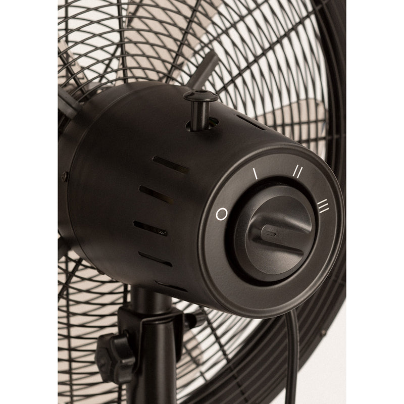 Air Stand Wood - Retro Style Oscillating Pedestal Fan 50W - Black &amp; Dark Wood