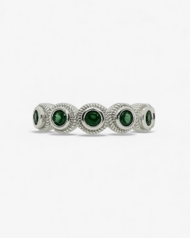Bague Lágrima Verde Plata