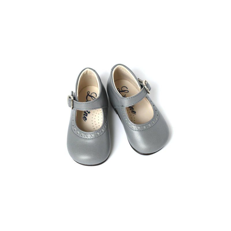 Chaussures Babies Charles Ix Alice À Boucle - Cuir Gris Clair - Fille