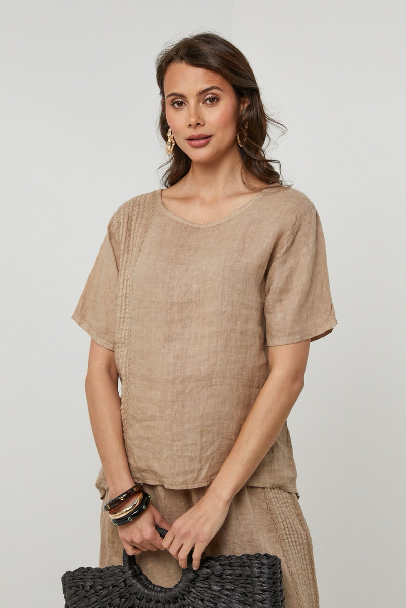 Around Linen - Tunic - Camel - Women's
