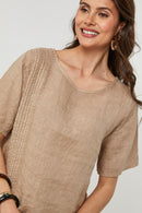 Around Linen - Tunic - Camel - Women's