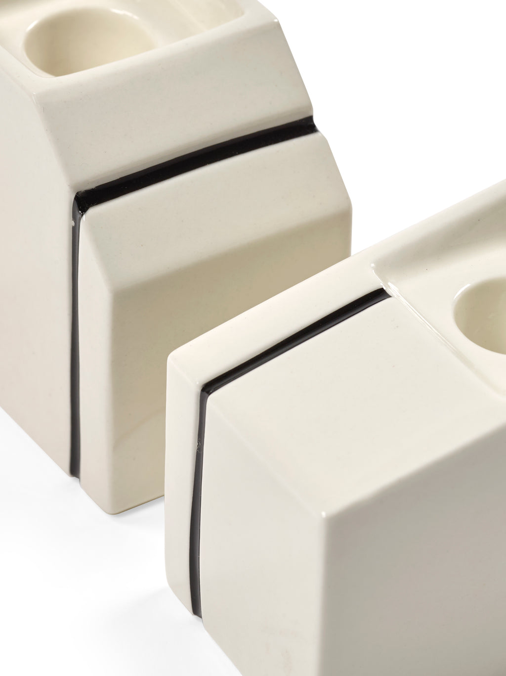Accessories Silos - Assortiment De 2 Bougeoirs - Porcelaine - Blanc