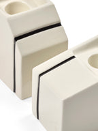 Accessories Silos - Assortiment De 2 Bougeoirs - Porcelaine - Blanc