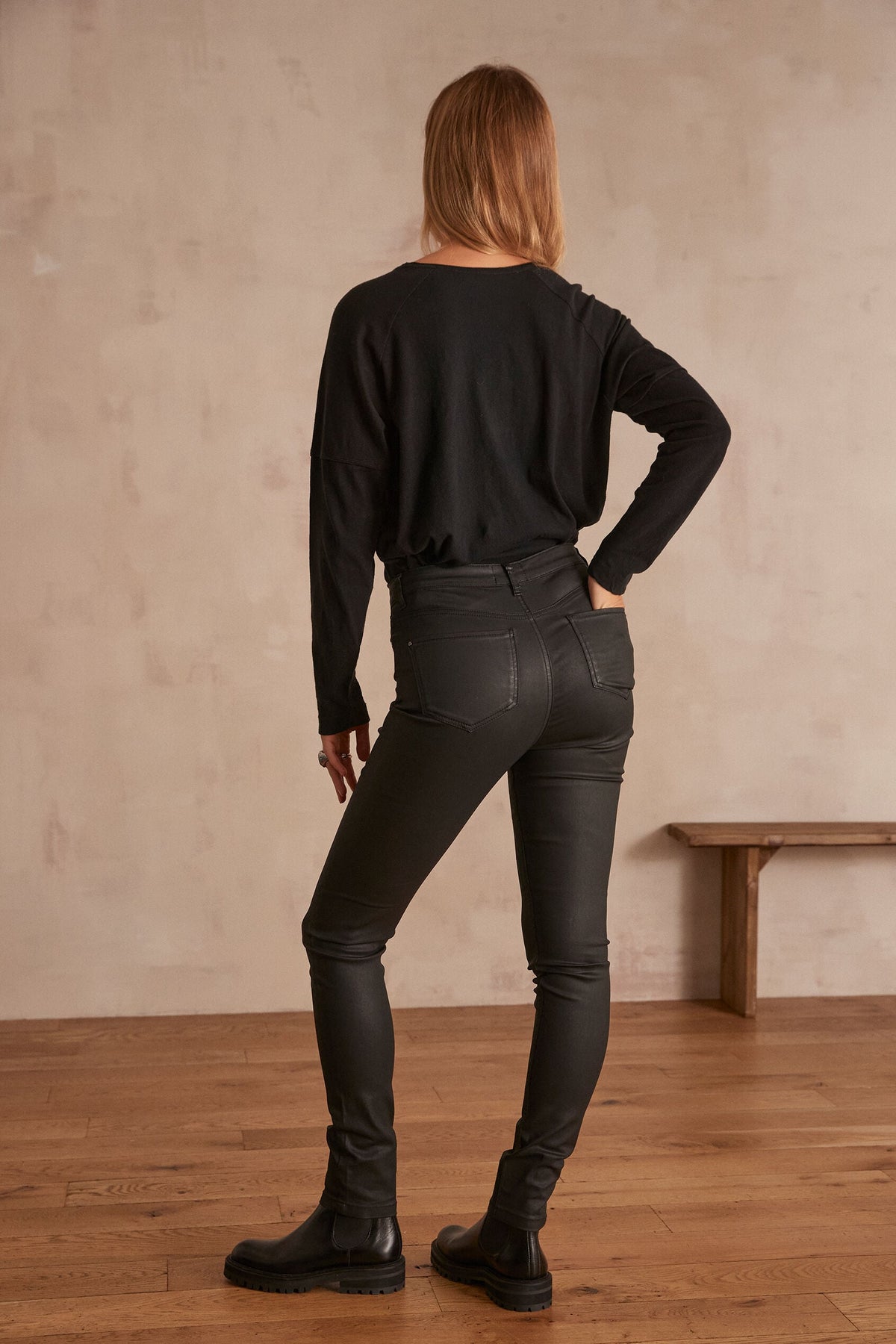 Suzy Coated Trousers - Black