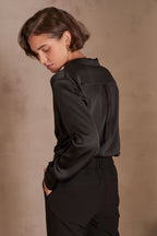 Carla Satin Blouse - Black