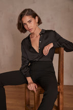 Carla Satin Blouse - Black