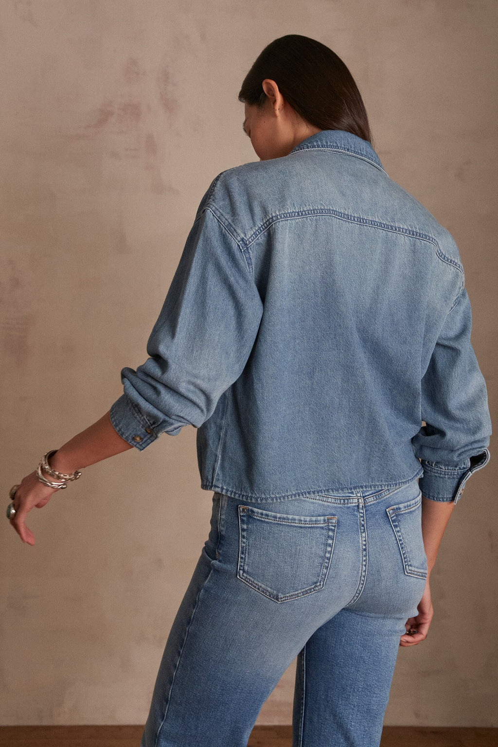Clara Denim Blouse - Light Wash