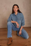 Clara Denim Blouse - Light Wash