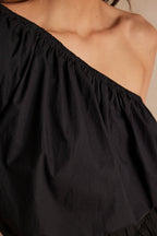 Choulder Plain Blouse - Black