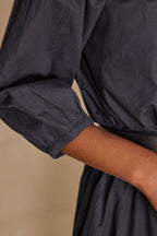 Choulder Plain Blouse - Charcoal