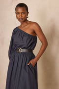 Choulder Plain Blouse - Charcoal