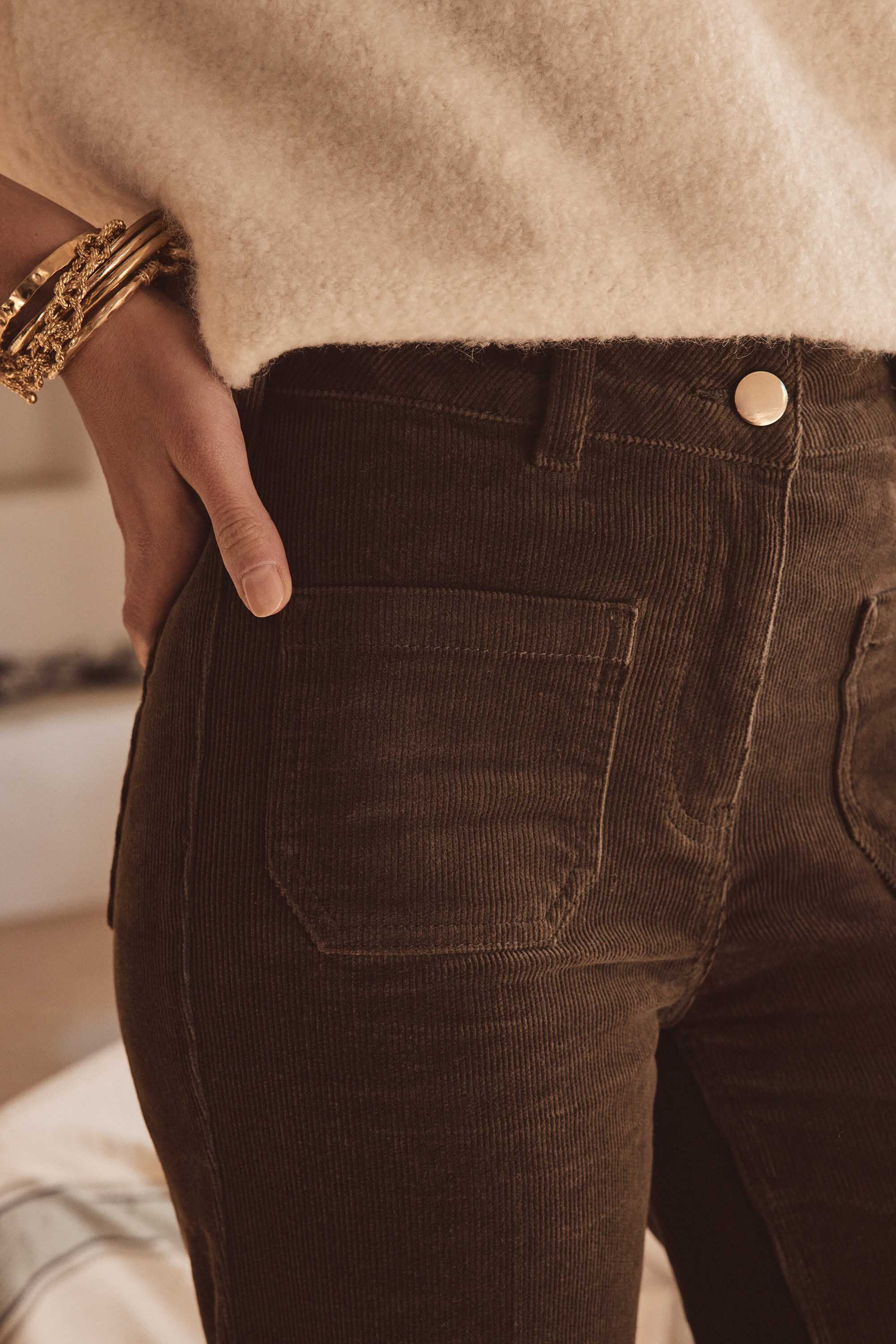 Luna Velvet Trousers - Khaki